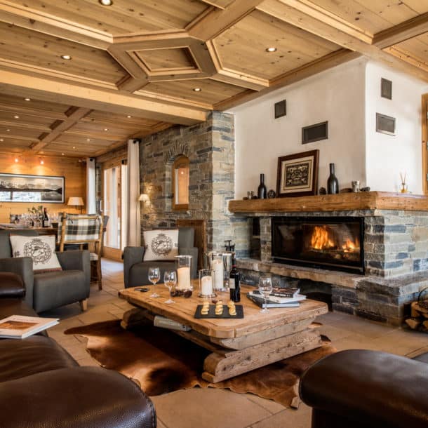 The Sitting Room In Luxury Ski Chalet Aster In Courchevel 1650