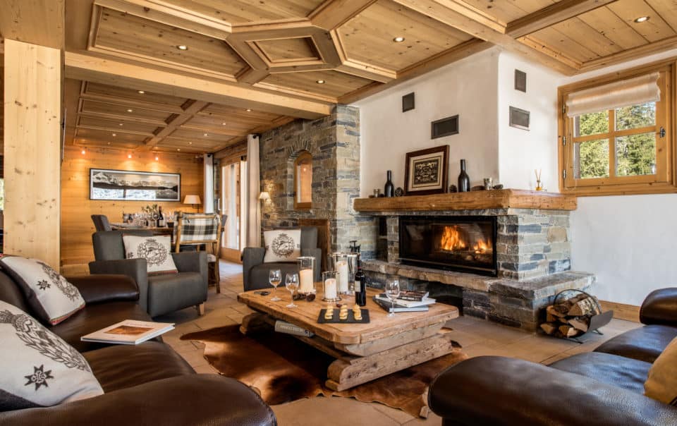 The Sitting Room In Luxury Ski Chalet Aster In Courchevel 1650