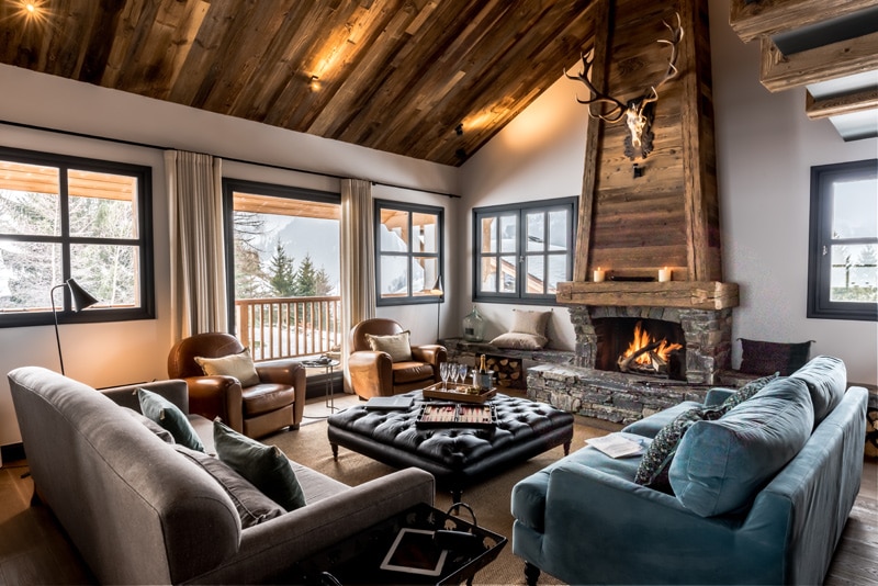 Sitting Room With Fire At Luxury Ski Chalet Tomkins In Meribel