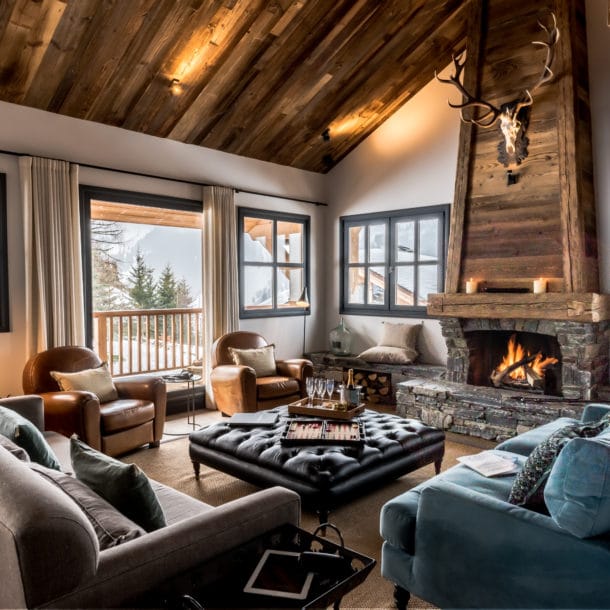 Sitting Room With Fire In Luxury Ski Chalet Tomkins In Meribel