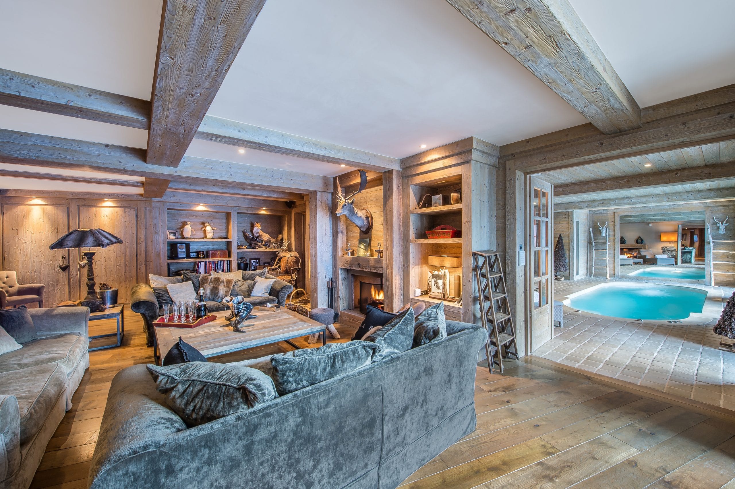 Sitting Room And Swimming Pool Luxury Ski Chalet Cristal Lodge Meribel