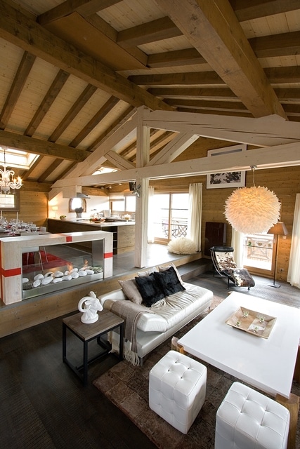 Sala de estar en el lujoso chalet de esquí Igloo Courchevel 2