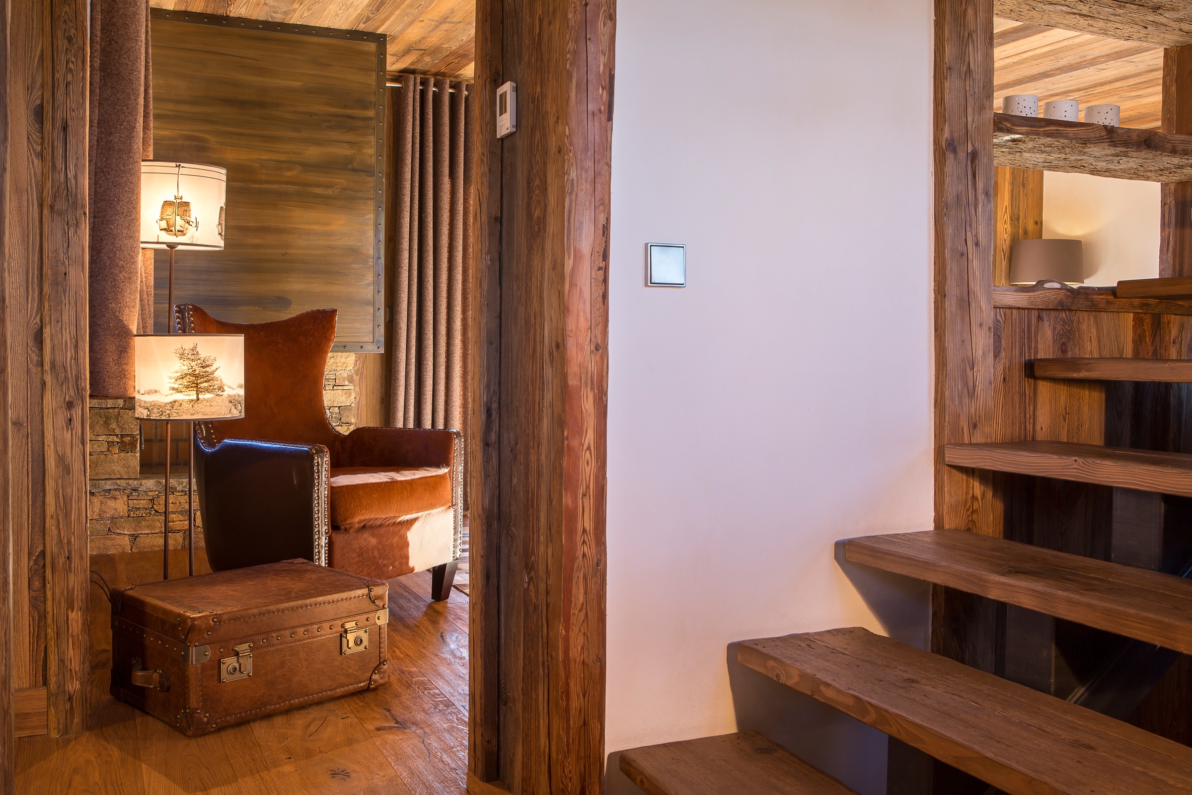 Sitting Room And Stairs Luxury Ski Chalet Loup Blanc Courchevel Le Praz