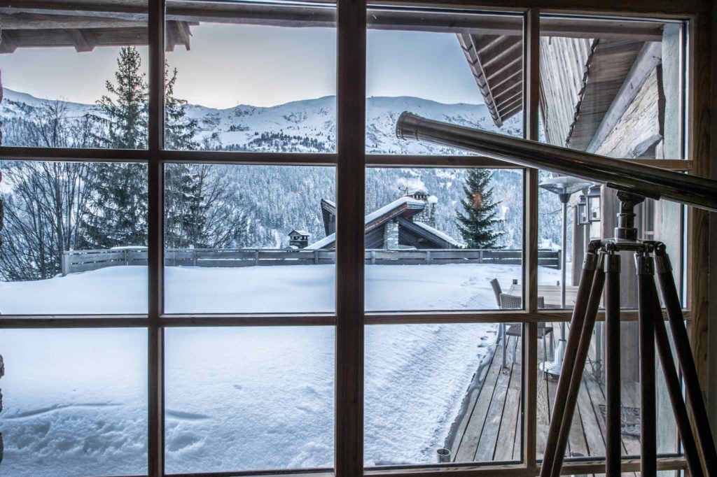 Salon Vue Avec Télescope Chalet de Ski de Luxe Cristal Lodge Meribel