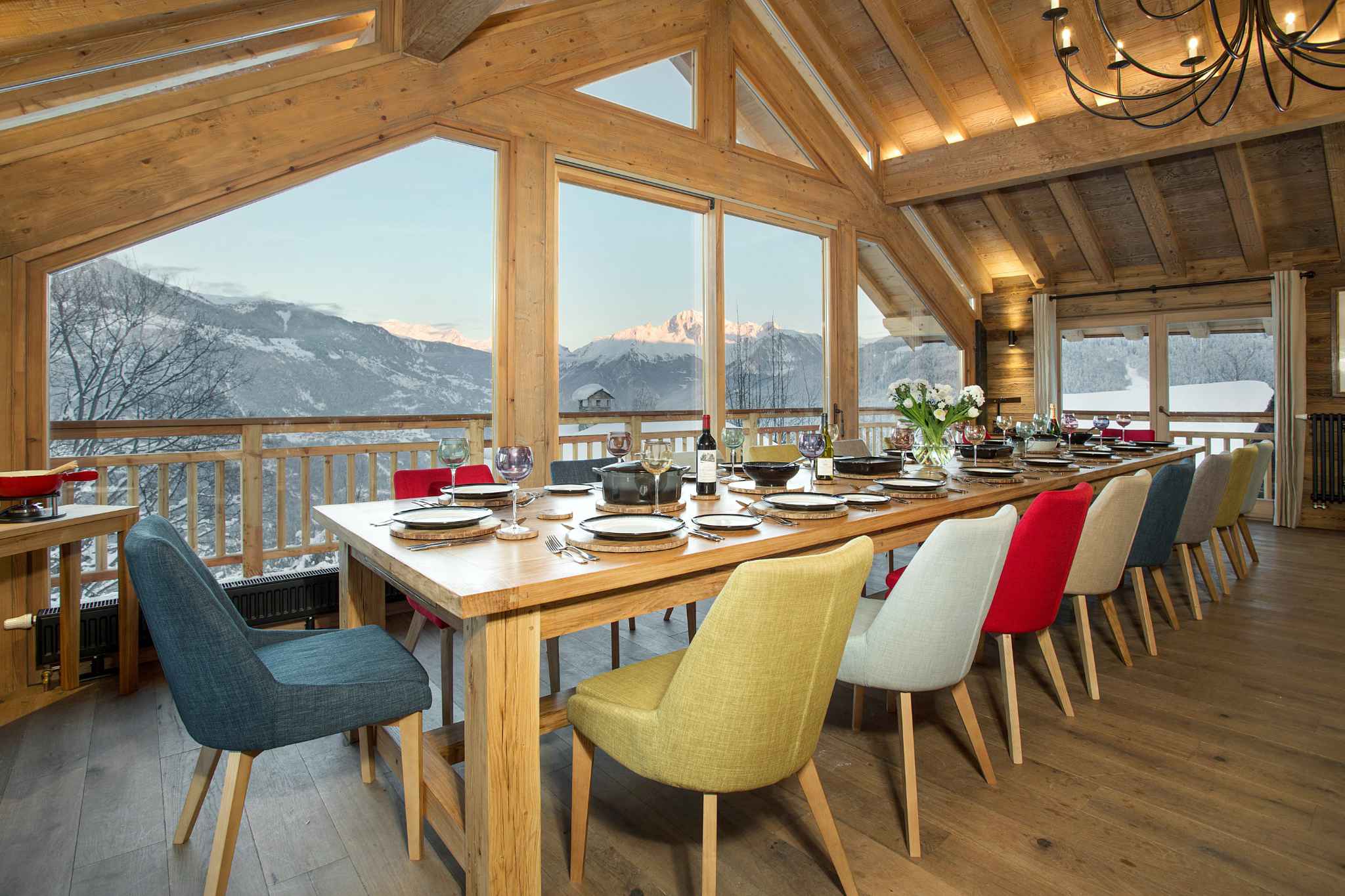 Luxury Ski Chalet Iona Meribel dining layout left