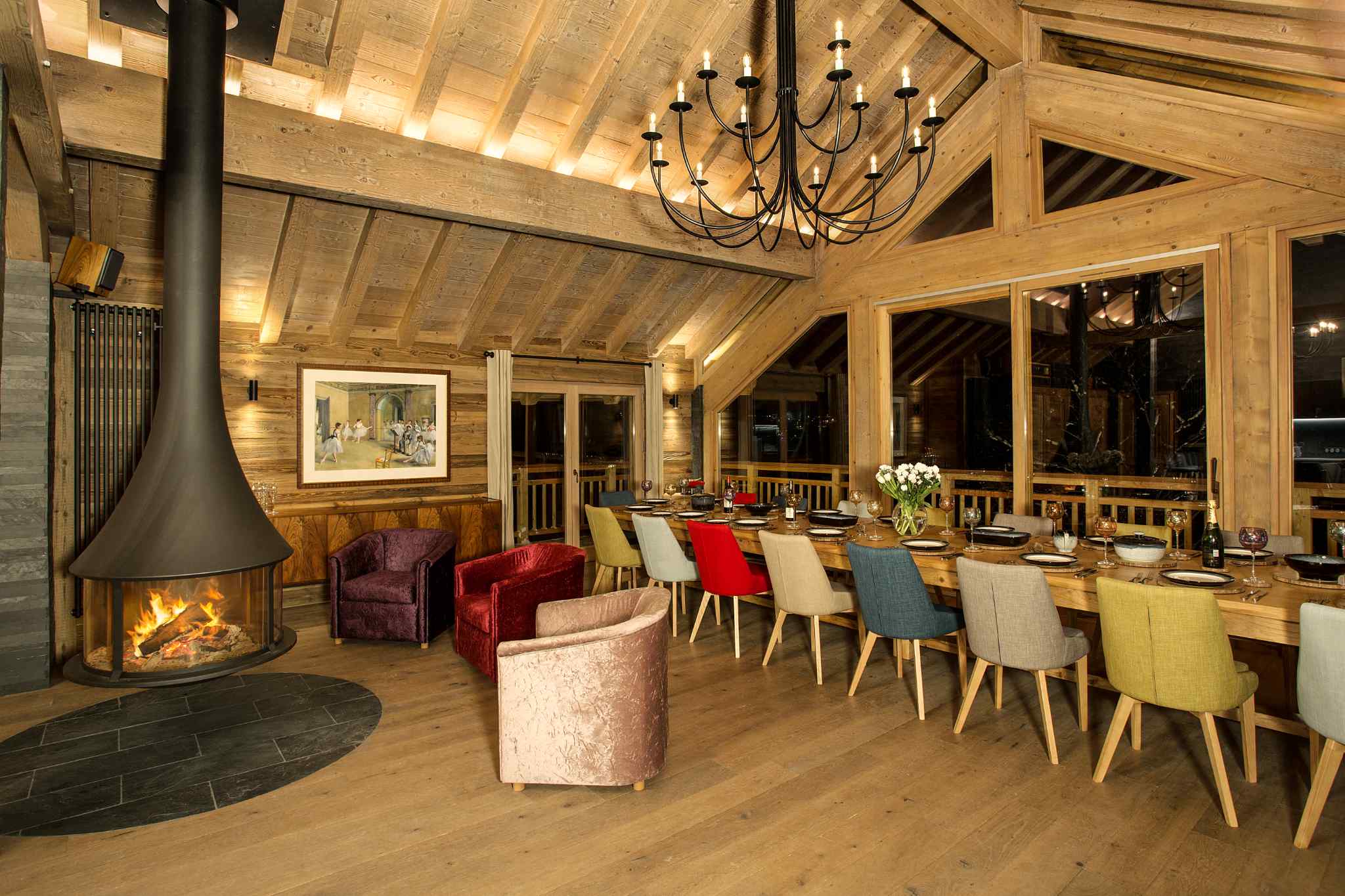 Luxury Ski Chalet Iona Meribel dining wide