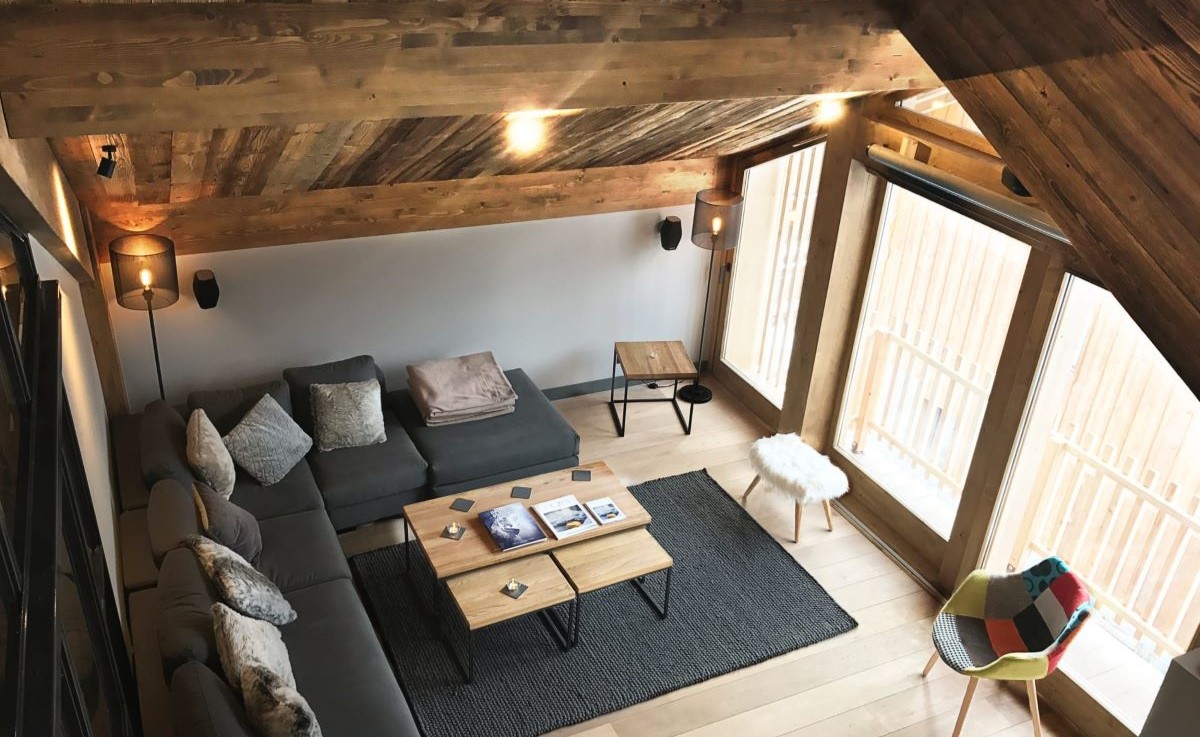 Luxury Ski Chalet Caro Meribel Living Room Cinema Aerial