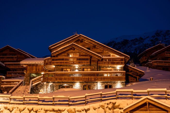Luxury Ski Chalet Cheval Blanc Meribel Exterior Evening C