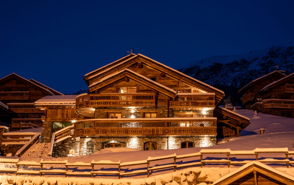 Luxury Ski Chalet Cheval Blanc Meribel Exterior Evening C